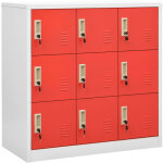Armoire  casiers meuble de rangement - style contemporain gris clair et rouge 90x45x92, 5 cm acier bv666452 ...