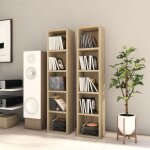 The living store armoires � cd 2 pcs ch�ne sonoma 21x16x93, 5 cm agglom�r� - meuble rangement cd - biblioth�qu ...