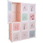 Armoire chambre d'enfant modulable motifs ludiques plastique �tag�re de rangement pour la maison 12 cubes ...