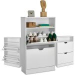 Tectake - armoire � chaussures pour 12 paires de chaussures 2 grands compartiments basculants, �tag�re ...