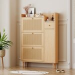 Hauss spole - meuble chaussure90�17�125cm, meuble rangement, 3 portes et 1 tiroir, pieds et poign�es ...