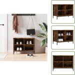 Armoire � chaussures ch�ne fum� 69x35x50 cm bois d'ing�nierie - armoire � chaussures - meuble chaussure ...