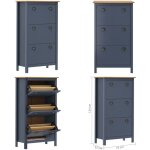 Armoire � chaussures hill gris 72x35x124 cm bois de pin solide - armoire � chaussures - rangement chaussures ...