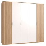 Armoire ch�ne artisan blend 3 portes blanc 2 portes aspect clayettes