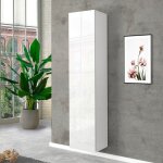 Ahd amazing home design ? armoire colonne blanche brillante 5 �tag�res ? structure en bois certifi� fsc ...