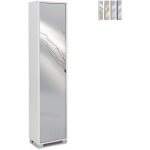 Armoire colonne avec porte - miroir 4 �tag�res r�glables beck - blanc