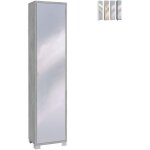 Armoire colonne avec porte - miroir 4 �tag�res r�glables beck - gris