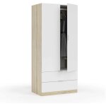 Armoire coloris chne et blanc - longueur 81 x hauteur 180 x profondeur 52 cm