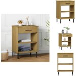 Armoire console avec pieds en m�tal marron bois pin massif oslo - meuble industriel - armoire console ...