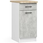 Armoires de cuisine basse akord s40 oliwia blanc 40 cm 1 porte 1 tiroir fa�ade b�ton 2 �tag�res 40x46x85 ...