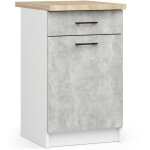 Armoires de cuisine basse akord s50 oliwia blanc 50 cm 1 porte 1 tiroir fa�ade b�ton 2 �tag�res 50x46x85 ...