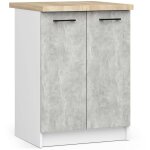 Armoires de cuisine basse akord s60 oliwia blanc 60 cm 2 portes faade bton 2 tagres 60x46x85 cm