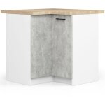 Armoires de cuisine basse akord s90 d'angle oliwia blanc 90 cm 2 portes façade béton 2 étagères 90x46x85 ... Armoires de cuisine basse akord s90 d'angle oliwia blanc 90 cm 2 portes façade béton 2 étagères 90x46x85 ...