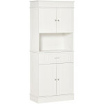 Armoire de cuisine contemporaine multi - rangement 4 portes tiroir coulissant et grand plateau dim. 74l ...