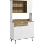 Armoire de cuisine meuble de rangement 4 portes 1 tiroir design scandinave 98 x 39 x 180 cm blanc et ...