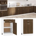 Armoire de cuisine de plancher  tiroir - meuble de rangement style contemporain chne marron 50x46x81, ...