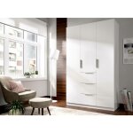 Dmora - armoire dcurt, portemanteau pour chambre, armoire avec 3 portes battantes et 3 tiroirs, 135x52h204 ...