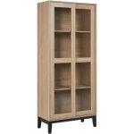 Beliani - armoire dcorative  tagres avec portes  vitrine en verre bois clair rumson