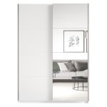 Armoire design 120cm. 2 portes avec miroirs modulables. couleur blanc mat. collection eos