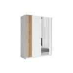 Meublorama - armoire 2 portes coulissantes 150 cm - blanc et chne - collection varia