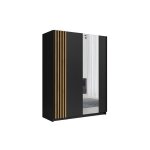 Meublorama - armoire 2 portes coulissantes 150 cm - noir et chne - collection varia