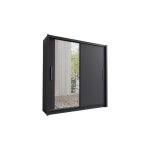 Armoire 2 portes coulissantes avec miroir 155 cm - gris graphite - collection ozzula Armoire 2 portes coulissantes avec miroir 155 cm - gris graphite - collection ozzula