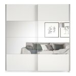 Armoire design 180cm. 2 portes avec miroirs modulables. couleur blanc mat. collection eos