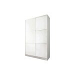 Mobimarket - armoire avec deux portes coulissantes et trois �tag�res, couleur blanc brillant, dimensions ...
