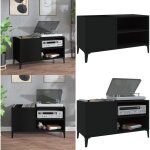 Armoire � disques noir 84, 5x38x48 cm bois d'ing�nierie - meuble � disques - armoire � disques - rangement ...