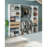 Dmora - armoire donest, meubles de chambre � coucher, cintre avec �tag�res et tiroirs 3, 196x40h187 cm, ...