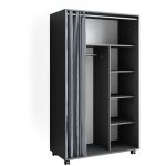 Vicco - armoire doros, gris, 100 x 168 cm avec roulettes