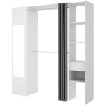 Armoire dressing avec 1 colonne + miroir + rideau coloris blanc - longueur 177 x profondeur 52 x hauteur ...