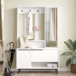 Mobili rebecca - armoire d'entr�e rebecca mobili mikan 178x112x33, 5 panneau de particules verre blanc ...
