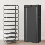 Armoire étagères à chaussures 10 couches avec housse 27 paires de chaussures rangement pratique en toile ... Armoire étagères à chaussures 10 couches avec housse 27 paires de chaussures rangement pratique en toile ...