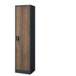 Armoire �troite en m�tal, colonne avec �tag�res alex, 450 x 1850 x 400 mm, eco design: anthracite / noyer ...