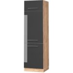 Vicco - armoire pour frigo fame - line, anthracite haute brillance, 60 cm
