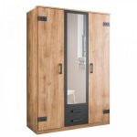 Inside75 - armoire galway style industriel 135 cm 3 portes 2 tiroirs chêne poutre Inside75 - armoire galway style industriel 135 cm 3 portes 2 tiroirs chêne poutre
