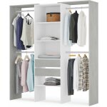 Dressing 179x50x202 cm avec 2 tiroirs blanc mat et effet béton ? terni Dressing 179x50x202 cm avec 2 tiroirs blanc mat et effet béton ? terni