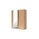 Armoire 2 portes coulissantes avec miroir - collection gozu - coloris chêne artisan - 150 x 198 x 62 ... Armoire 2 portes coulissantes avec miroir - collection gozu - coloris chêne artisan - 150 x 198 x 62 ...