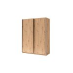 Meublorama - armoire 2 portes coulissantes - collection gozu - coloris chne artisan - 150 x 198 x 62 ...
