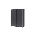 Meublorama - armoire 2 portes coulissantes - collection gozu - coloris gris graphite - 150 x 198 x 62 ...