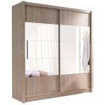 Armoire, garde - robe rome 180 cm deux portes avec miroir, dressing complet avec penderie et �tag�res, ...