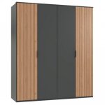 Armoire graphite 4 portes blend 2 portes aspect clayettes imit. ch�ne artisan