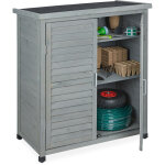 Relaxdays - armoire de jardin, 3 tagres, toit plat inclin, double porte, hlp : 97x86, 5x47 cm, remise ...