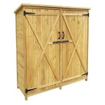 Armoire de jardin en bois d'pica avec 2 portes et toit goudronn - dimensions : 1350x500x1540 mm