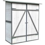 Melko - armoire de jardin avec toit monopente et porte à double battant abri de jardin en bois blanc ... Melko - armoire de jardin avec toit monopente et porte à double battant abri de jardin en bois blanc ...