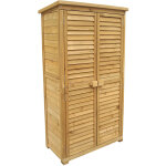 Armoire de jardin wiltec - avec des portes en lamelles - 870x465x1600 mm - en bois d'�pic�a - avec toit ...