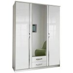 Inside75 - armoire kroos 3 portes miroir blanc / laque blanc brillant