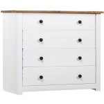 Vidaxl ? armoire lat�rale blanche 80x40x73 cm en pin massif ? 4 tiroirs ? meuble d'appoint pour rangement ...