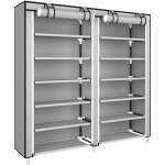Armoire / meuble � chaussures avec housse en tissu non tiss� 7 couches �tag�re chaussures gris